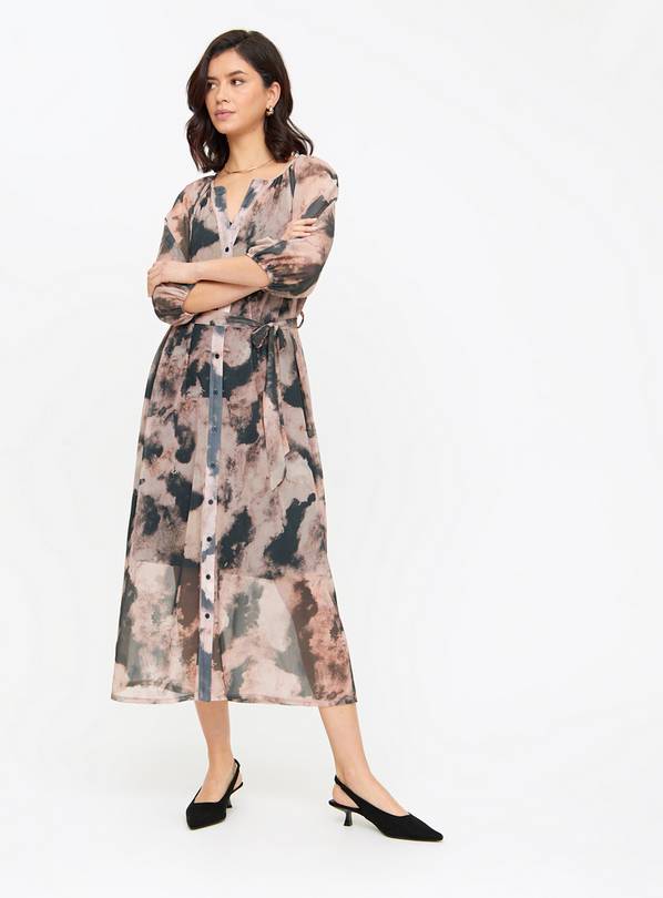 Abstract Print Mesh Shirt Dress 8